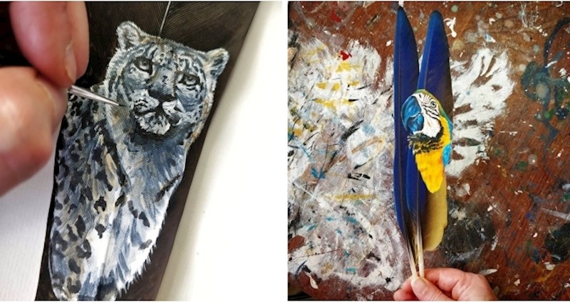 Ova umjetnica krati vrijeme u lockdownu slikajući na perju