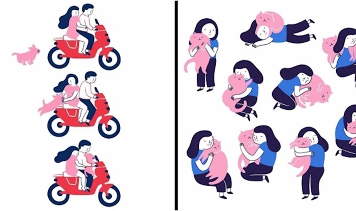25+ preslatkih ilustracija na kojima umjetnica iskazuje ljubav prema mačkama i psima