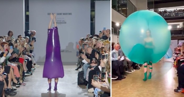 VIDEO Pogledajte ovaj neobični modni predmet, gumeni balon koji se pretvara u haljinu!