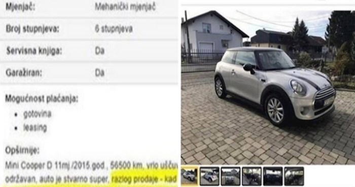 Očajni muž objavio je urnebesan oglas u kojem je objasnio zašto se treba riješiti auta