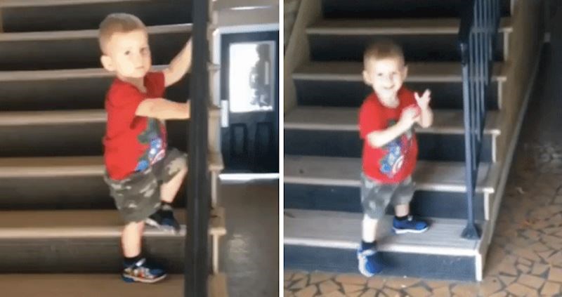 Prvo spuštanje niz stepenice mu je dobro išlo, dok nije počeo prerano slaviti