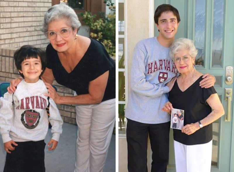 7. "Prvi dan vrtića s bakom. 19 godina kasnije, s diplomom. "