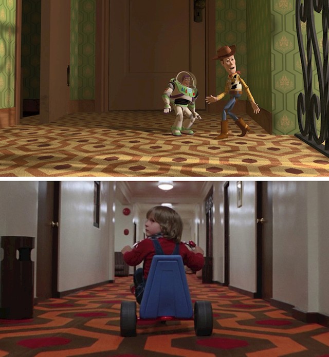 #4 U Toy Storyu (1995.) uzorak tepiha u Sidovoj kući potpuno je isti kao pod u filmu The Shining (1980).