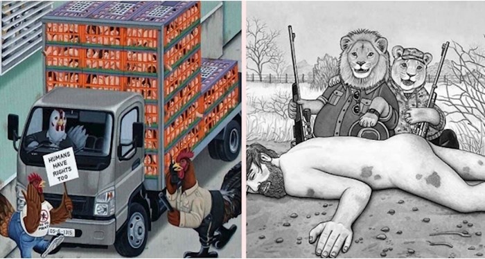 Umjetnica stvara ilustracije u kojima su zamijenjene uloge ljudi i životinja