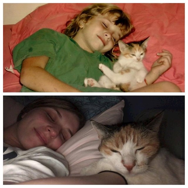 "Moja mačka i ja prije 14 godina, i mi danas!"