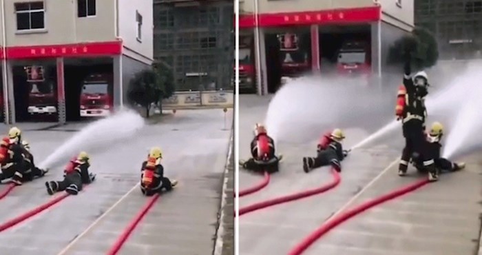 Vatrogasac se trudio naučiti djecu kako se služi vatrogasnom cijevi, pogledajte kako je to završilo
