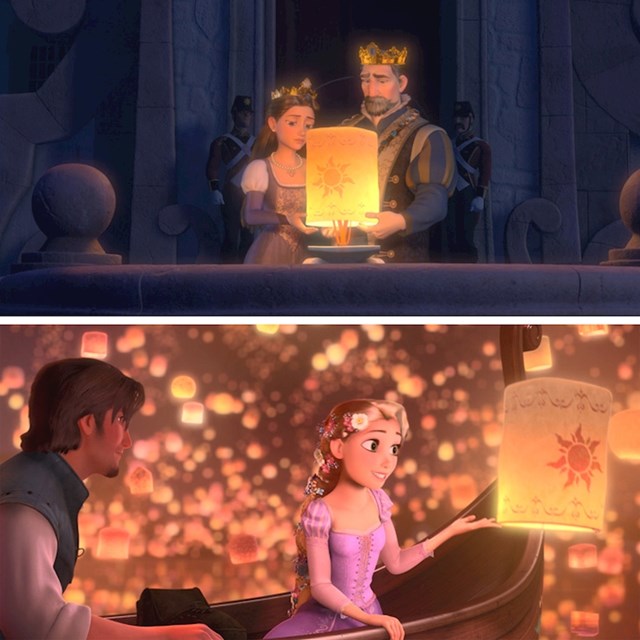 #11 U filmu Vrlo zapetljana priča (2012) leteći lampion koji su pustili Rapunzelovi roditelji, u jednom trenutku dođe i do nje.