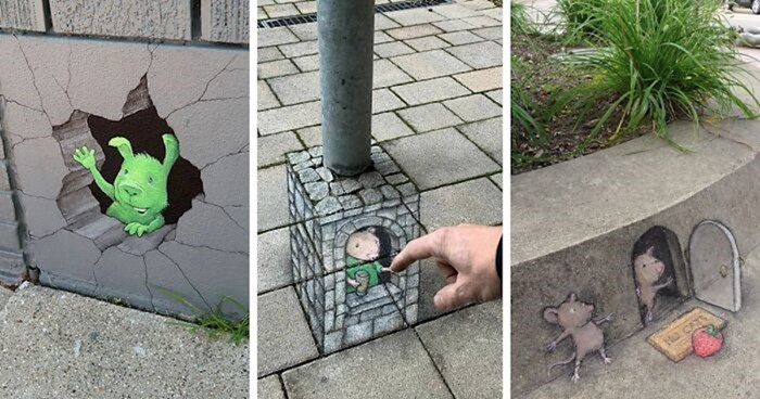 Ovaj umjetnik crta različite neobične likove na ulicama koristeći samo kredu
