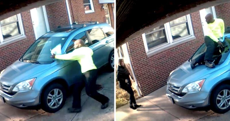 VIDEO Dostavljač se od straha popeo na vrh automobila, pogledajte o kakvom se psu radilo