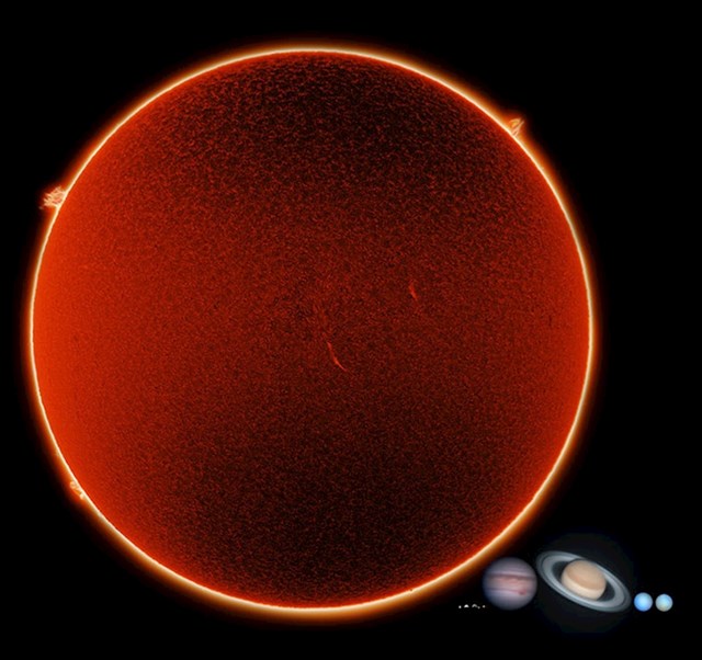 Ovo je Sunce u usporedbi s ostalim planetama.