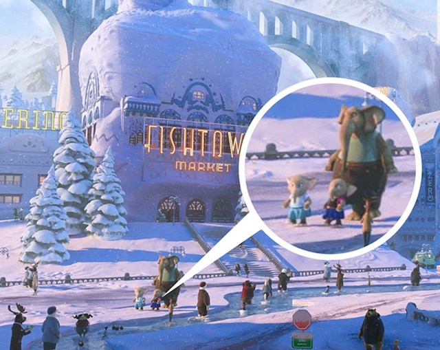 #13  U Zootopia (2016) možete uočiti 2 slonića koji nose kostime Anne i Else iz filma Frozen (2013).