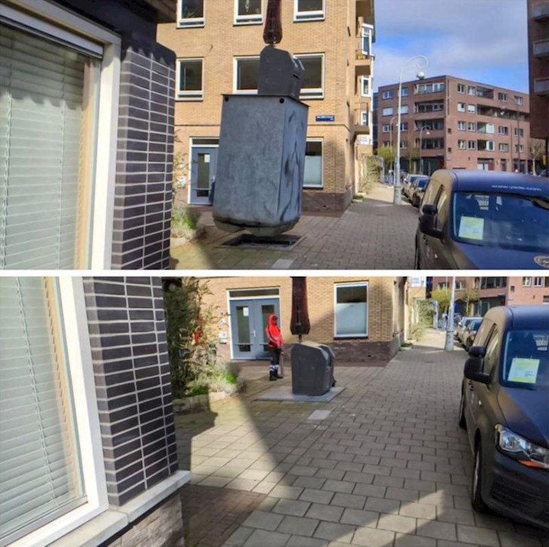 “Iznenađujuće velike kante za smeće u Amsterdamu.”
