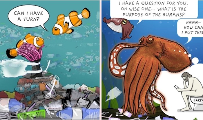 Ovaj umjetnik crta stripove kako bih pokazao kako plastični otpad utječe na morski život