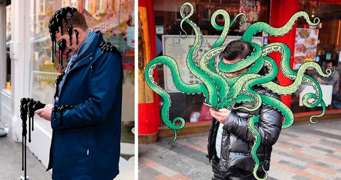 Umjetnik ilustrira čudovišta koja izlaze iz mobitela jer previše gledamo u njih