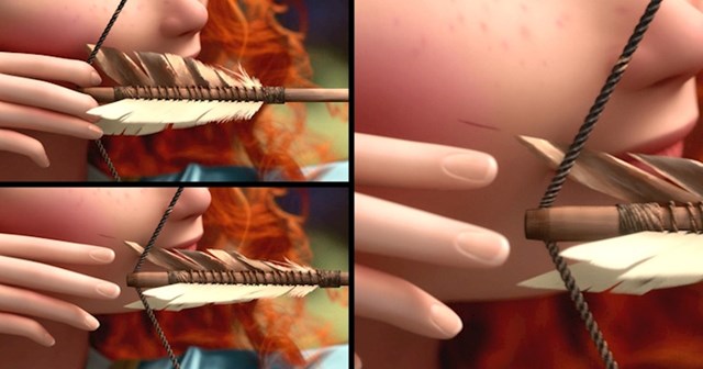#1 U filmu Brave (2012), jedna od Meridinih strijela ogrebe joj obraz.