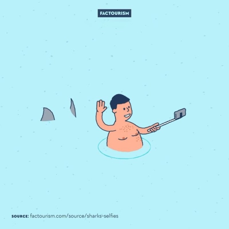 1. Selfiji ubiju više ljudi nego morski psi.