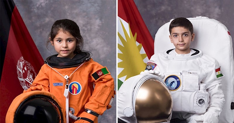 14 portreta koji prikazuju djecu iz cijelog svijeta kao astronaute
