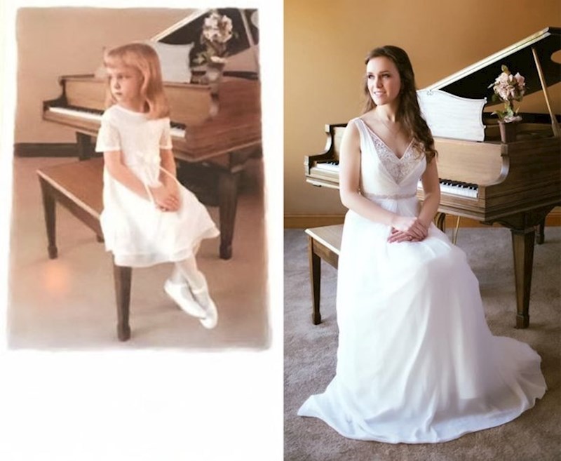 “Moja sestra se upravo udala. Njezin dar mojim roditeljima bio je ponovno stvoriti fotografiju snimljenu s njom kad je imala 5 godina. ”