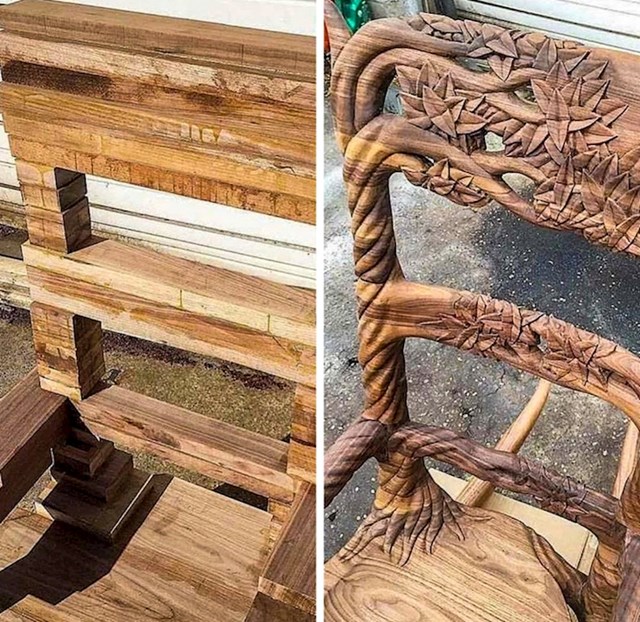 #13 Drveni stolac prije i poslije.