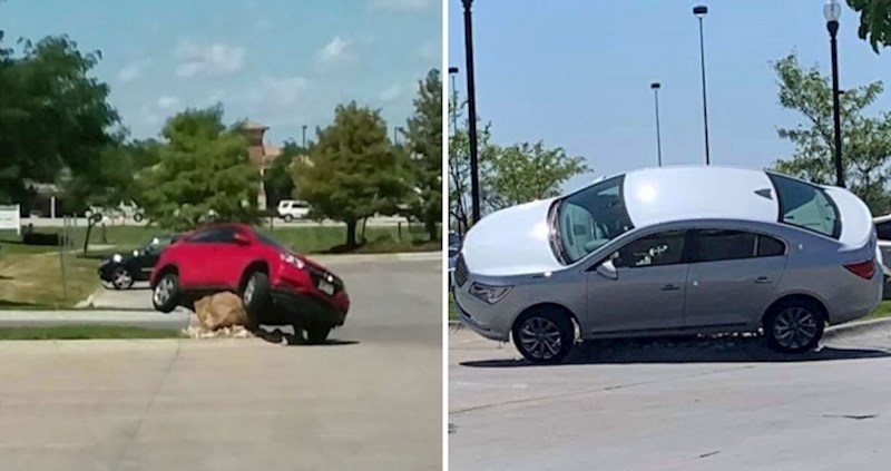 Netko je stavio ogroman kamen na rubnik kako bi zaustavio neodgovorne vozače, ali kamen ih nije zaustavio