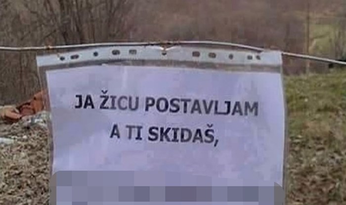 Naživcirani muškarac ostavio obavijest na žici, pogledajte što mu je poručio