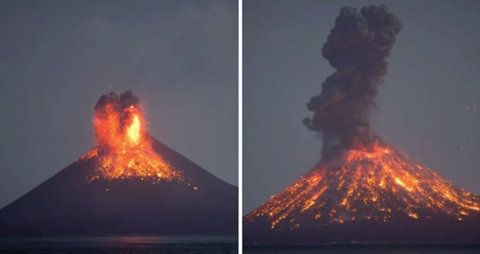 VIDEO Pogledajte kako izgleda spektakularna noćna erupcija vulkana Krakataua