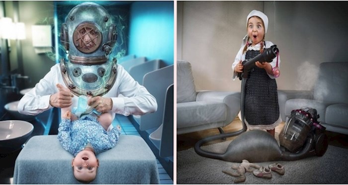 Kreativni otac stvara magične scene sa svojim kćerima koristeći se Photoshopom