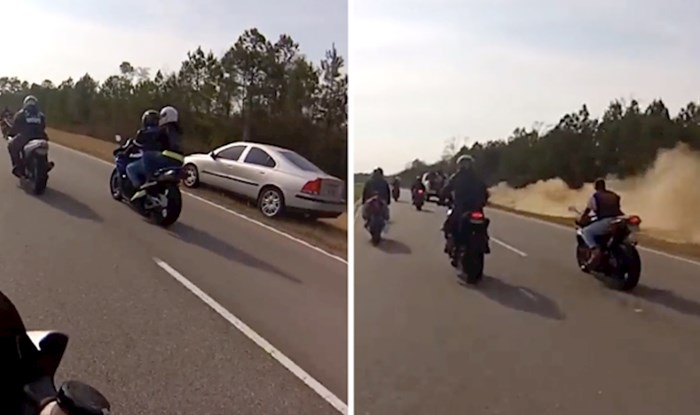 Vozačica automobila odlučila je pretjeći skupinu motociklista, pogledajte što se dogodilo