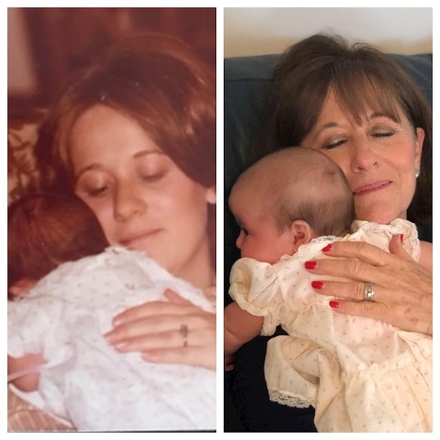 5. "Moja mama me drži 1979. godine, moja mama drži moju kćer u istoj haljini 2019."