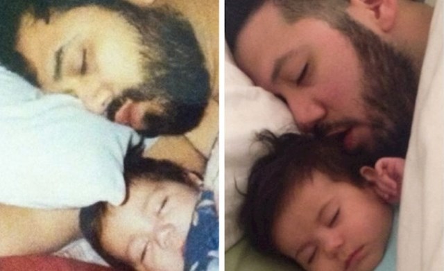 “S lijeve strane, moj muž kao beba sa svojim tatom. A s desne strane, moj muž kao tata s našom bebom.”