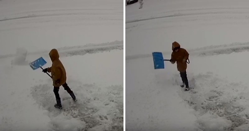 VIDEO Dječak je zaključio koliko je teško čistit snijeg, pogledajte njegovu reakciju