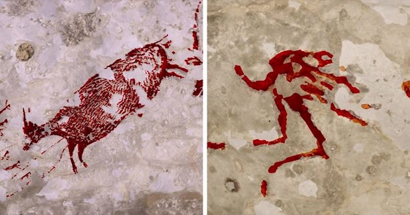 Ovi crteži nedavno su pronađeni u špilji u Indoneziji i mogli bi biti najstariji na svijetu