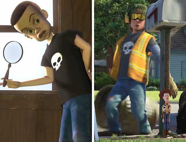 #9 Sid iz Toy Storya (1995.) odrastao je i pojavljuje se kao smetlar u Toy Story 3 (2010).