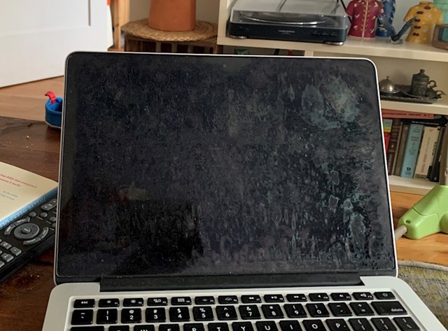 20. Ova osoba sredstvom za čišćenje stakla pokušala je očistiti zaslon svojeg MacBooka.