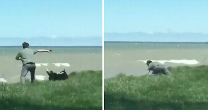 VIDEO U posljednjem trenutku spasio je svog psa od pada s litice