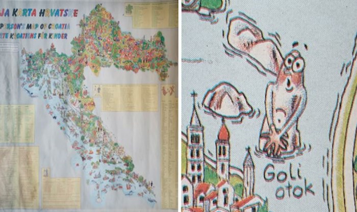 Genijalna dječja karta Hrvatske iz 90ih godina prepuna je komičnih crteža. Jeste li je imali?