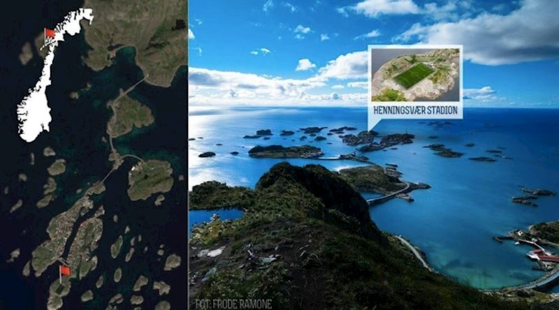 Stadion je smješten na stjenovitom otočiću okruženom zadivljujućim pogledom .