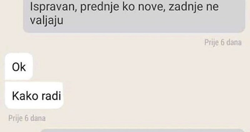 Javio se na oglas za quad, a kad je vidio odgovor na zadnje pitanje nije se mogao prestati smijat