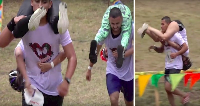 VIDEO Tko se ovog sjetio? Natjecanje u nošenju supruga stazom s vodenim preprekama