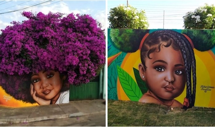 Ovaj umjetnik stvara nevjerojatne portrete na zidovima svog grada koristeći drveće kao "kosu"