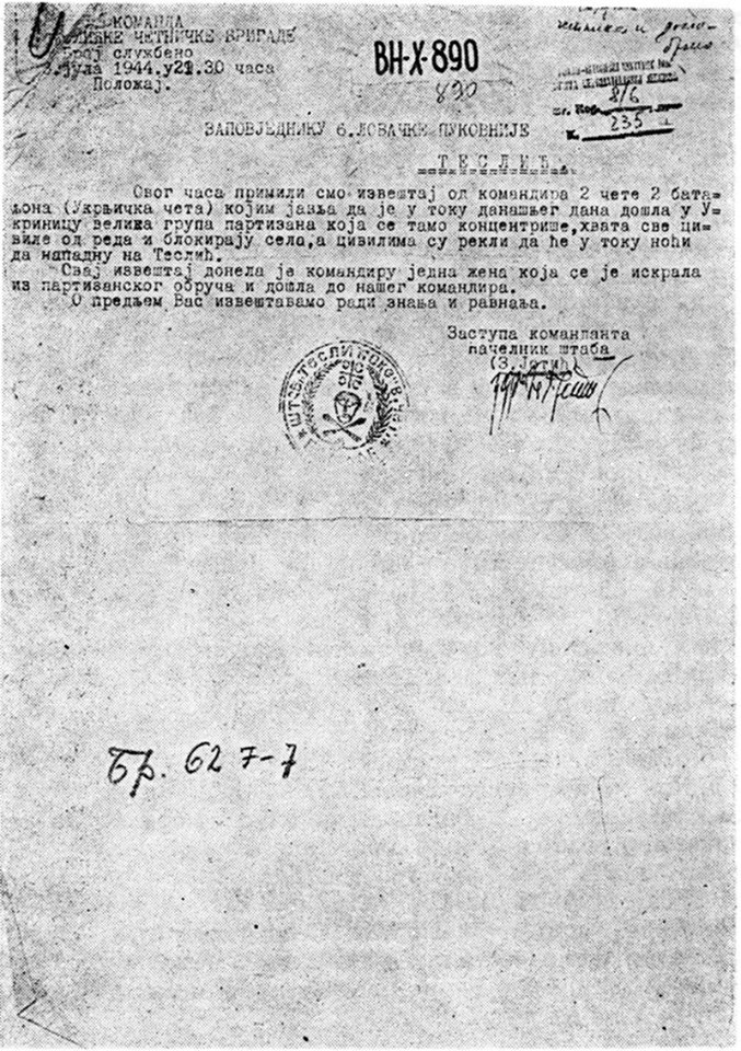 Čedo javlja domobranu