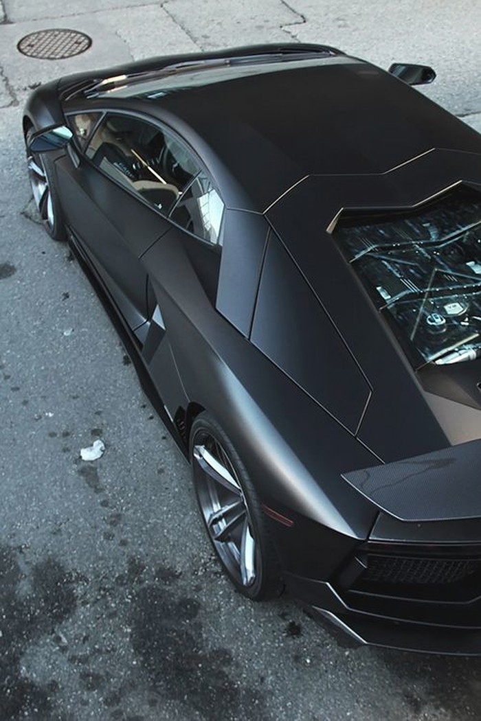 Matte black Lamborghini.