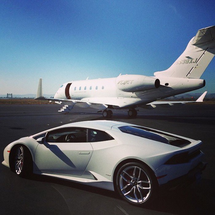 Lamborghini Huracan to private jet. That's life.