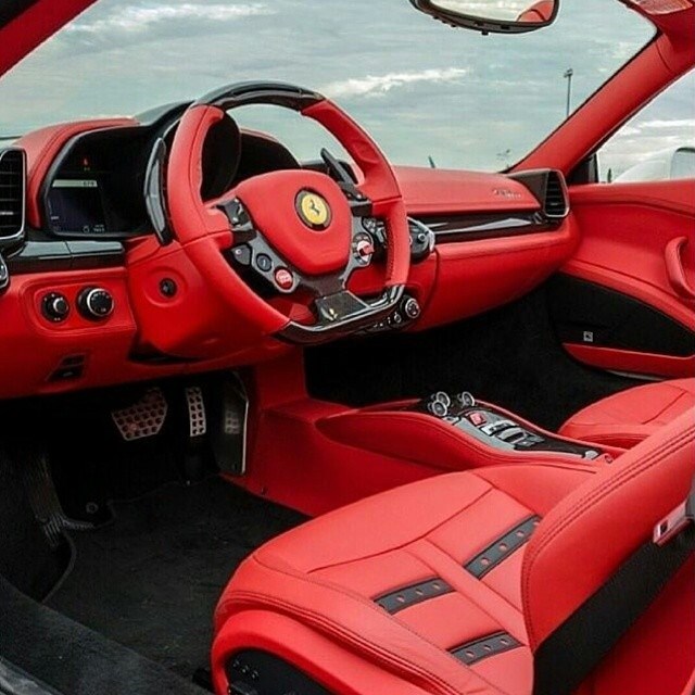 Red Ferrari interior.