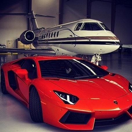 Lambo and a private jet. 