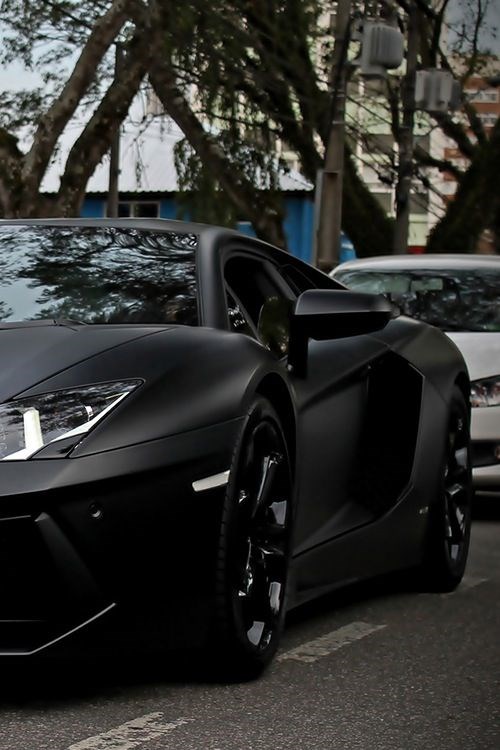 Matte black Lamborghini.