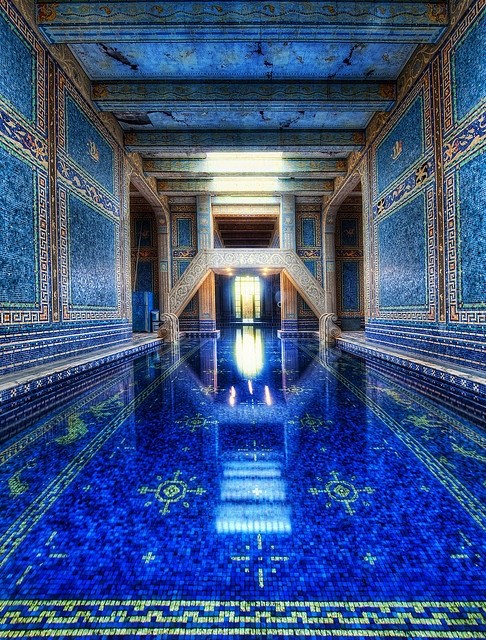 The Azure Blue Indoor Pool at Hearst Castle, California