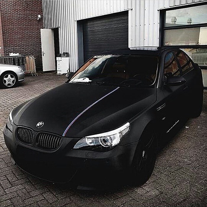 Matte black BMW.