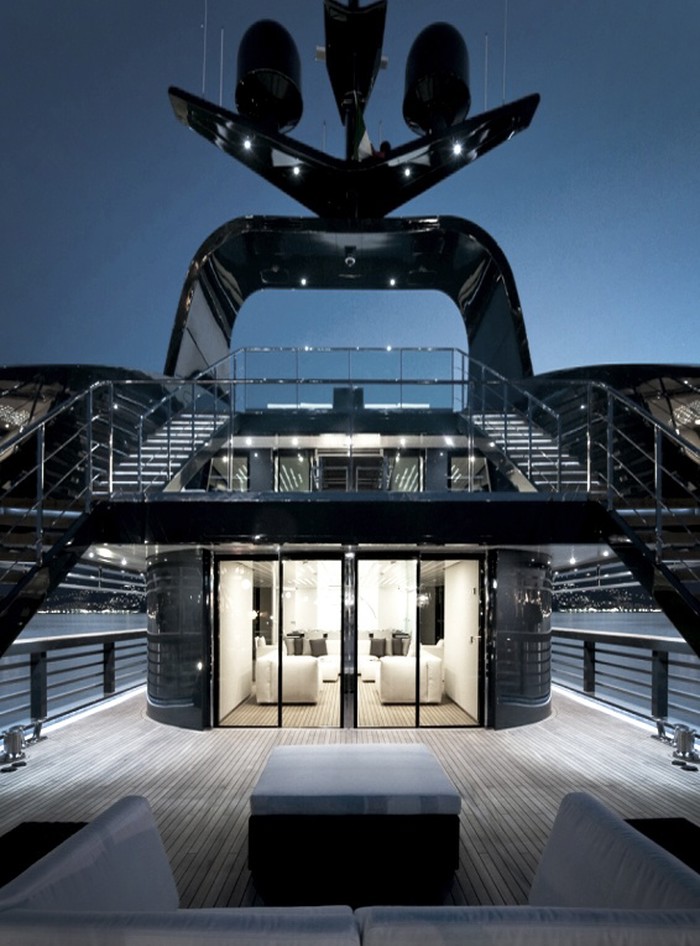 Black yacht. High gloss black.