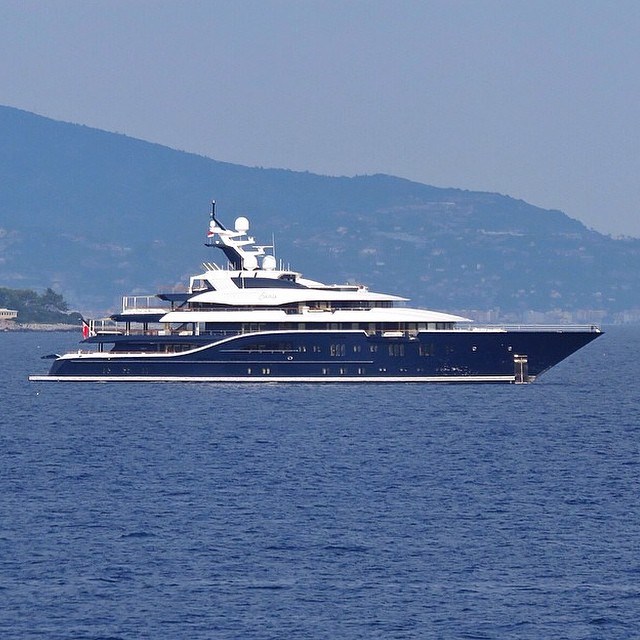297ft Mega Yacht 'SOLANDGE' off the coast of Monoco, France